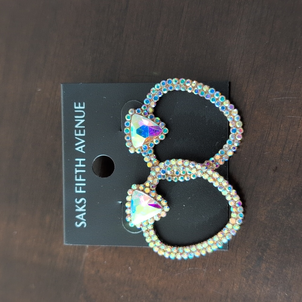 New Saks Fifth Avenue, AB rhinestone post earrings